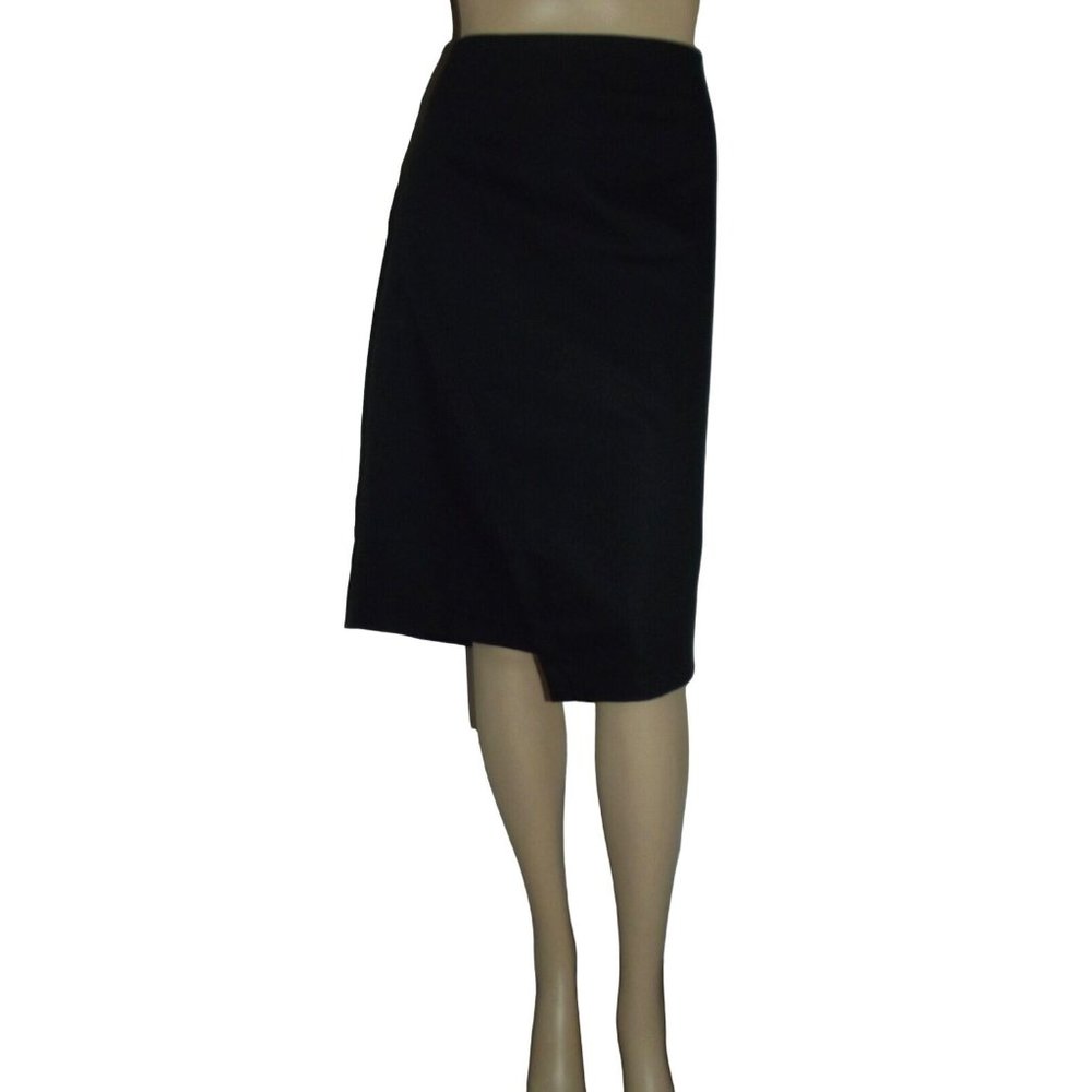 Lane Bryant 28 Black Cotton Poly Spandex Straight Asymmetrical Hem Skirt 3x